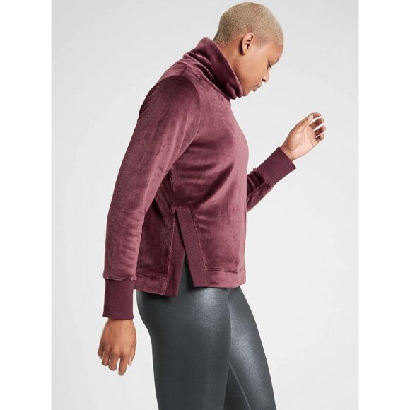 Athleta Double Cozy Karma Funnel Neck Burgundy Boxy Fit Medium - Picture 10 of 13